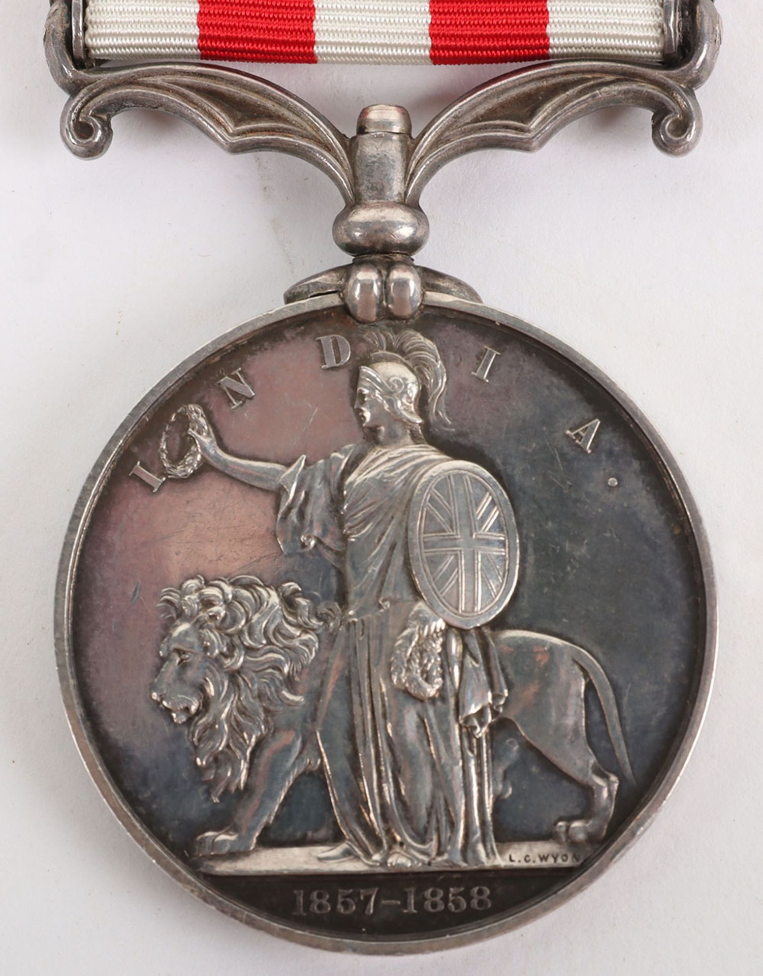 An Unusual Indian Mutiny Medal Awarded to a Gunner of the Artillery Recruit Depot Who Was Killed in - Bild 5 aus 6