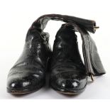 Pair of Short Black Leather Officers Boots