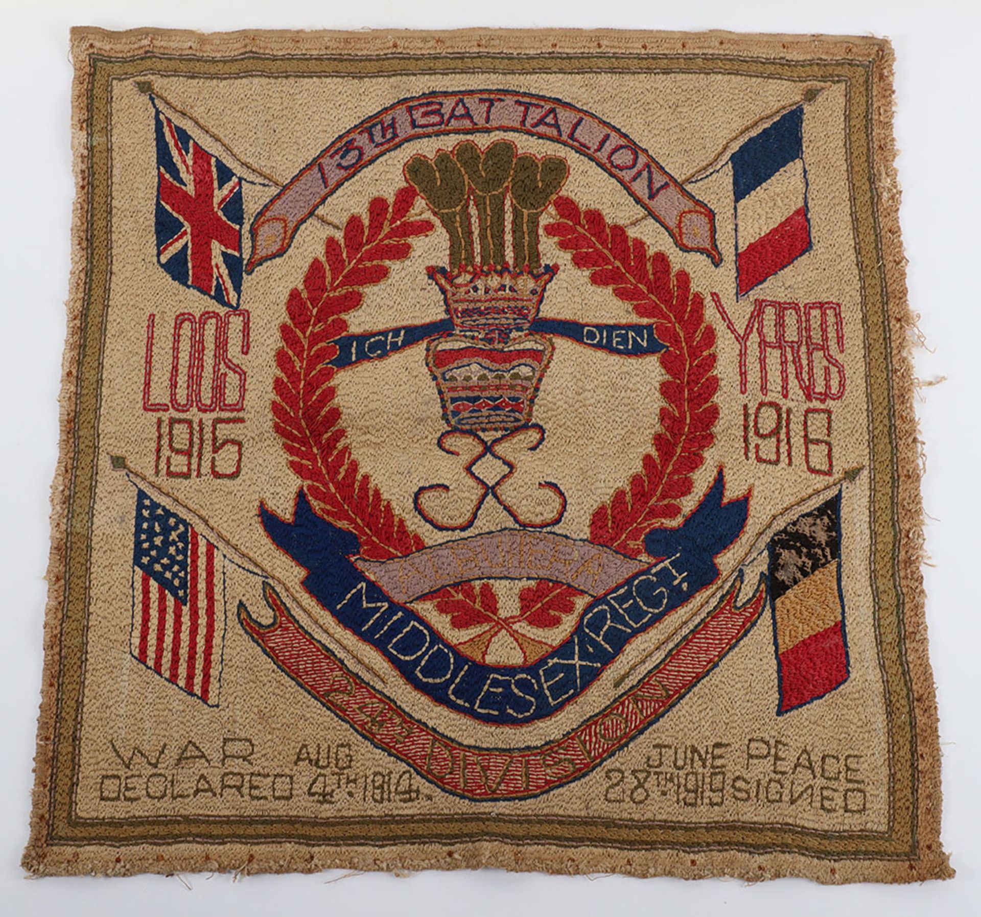 Great War Tapestry of 13th Battalion Middlesex Regiment Interest