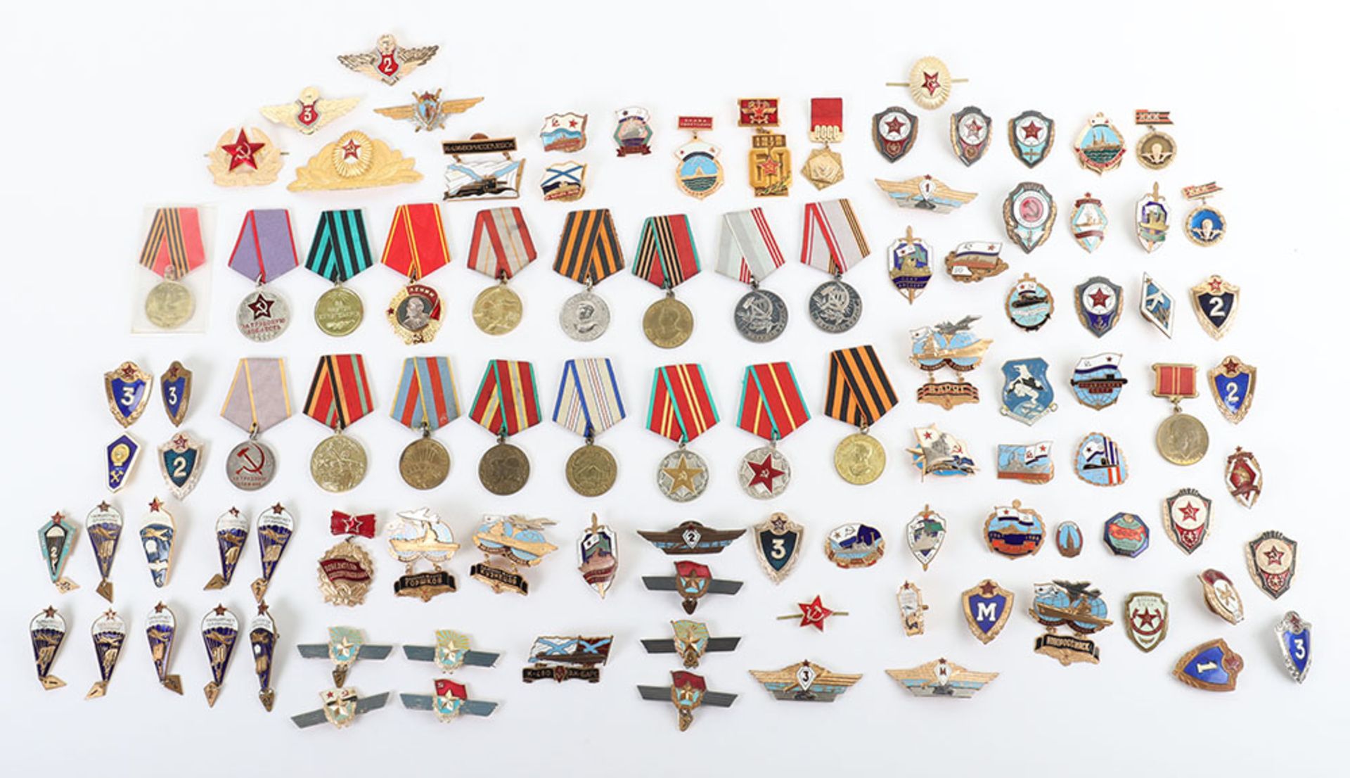 Large Quantity of Soviet Russian Medals and Badges