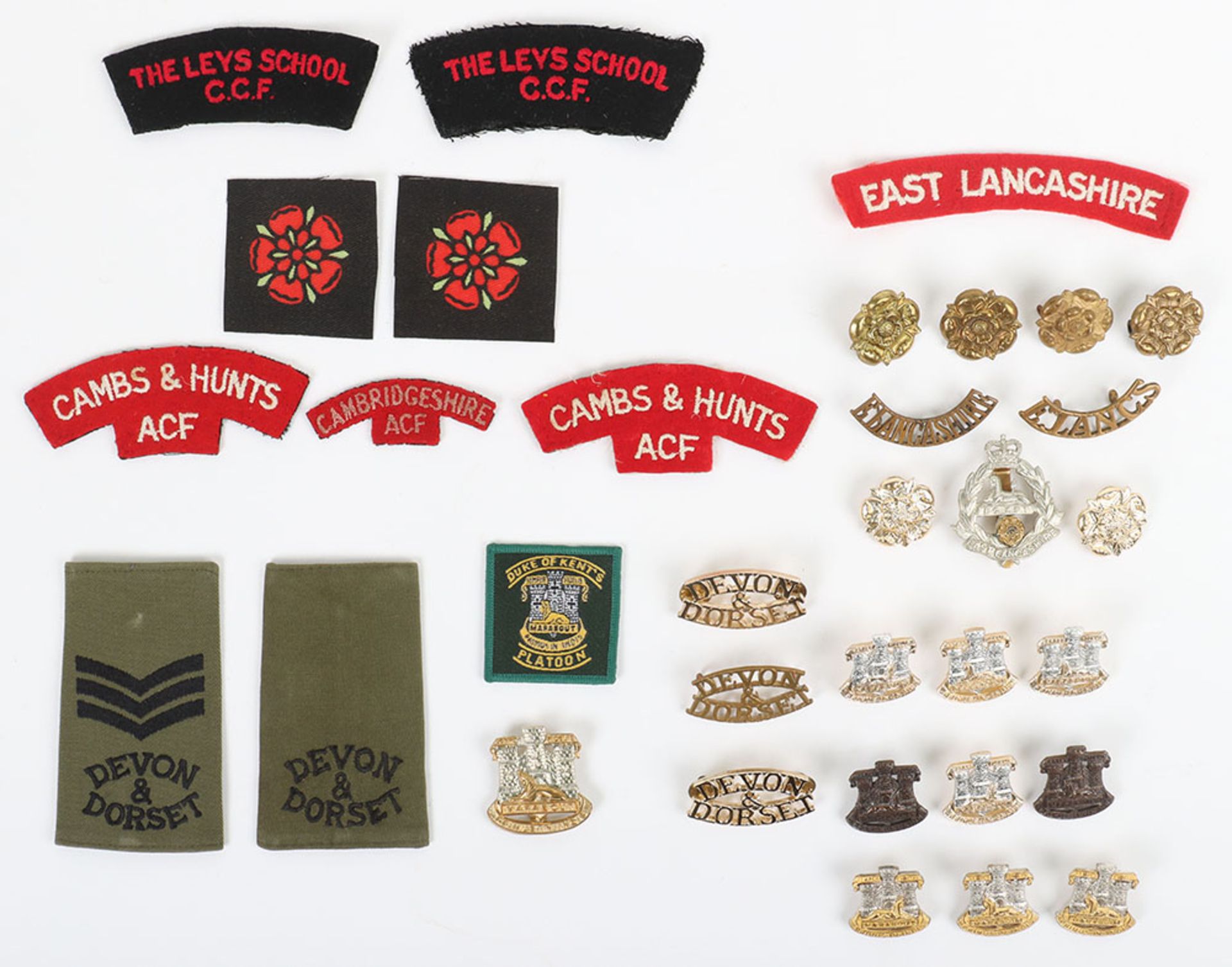 Grouping of Devon & Dorsetshire Regiment Badges,