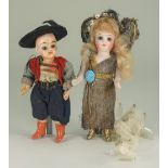 Two miniature dolls, German circa 1910,