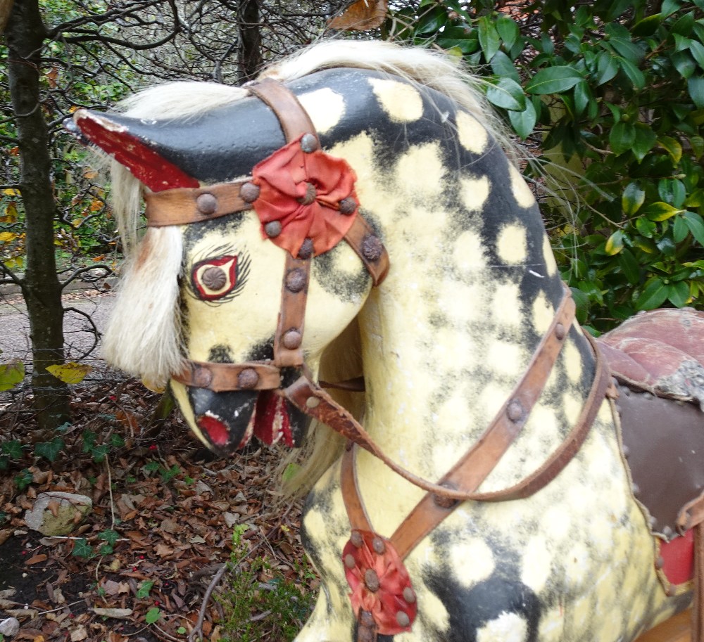 A J Collinson & Sons carved wooden dapple grey Rocking Horse, 1950s, - Image 3 of 3