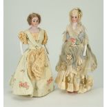 Pair of Simon & Halbig 1160 ‘Little Women’ miniature bisque shoulder head dolls in original clothes,