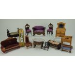 Collection of Dolls House furniture, German 1870-90,