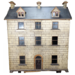 A good, early painted wooden Irish Town three storey Dolls House, Irish 1840s/50s,