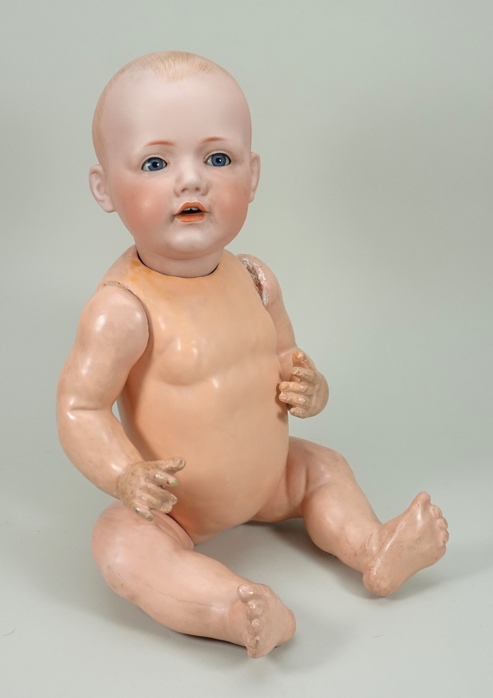 J.D. Kestner mould 1070 Hilda bisque head character baby doll, German circa 1910,