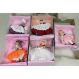 Five boxed hard plastic Madame Alexander dolls, late 1980s early 1990s,