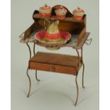 Tinplate Dolls House wash stand, German 1880s,