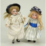 Miniature glass eyed bisque head doll, German circa 1905,
