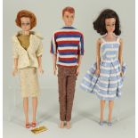 Vintage Mattel Barbie and Allan dolls, 1960s,