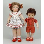 Two Chad Valley cloth dolls, English circa 1930,