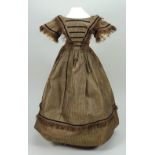 Brown silk dress for early English doll, circa 1860,