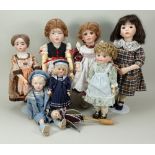 Collection of eight modern reproduction and artist dolls,