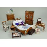 Suite of Tarbena 1/12th scale Regency style painted wooden Dolls house furniture,