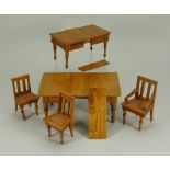 Schneegas tables and chairs Dolls House furniture, German 1890s,