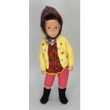Scarce Sasha Gotz Brunette pale skinned girl doll with saucer eyes, Swiss 1970,