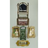 Three soft metal gilt framed miniature pictures,