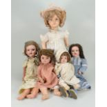 Four bisque head dolls, English 1915-20,