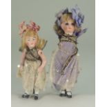 Two all-bisque miniature dolls, German circa 1910,