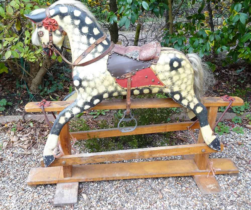 A J Collinson & Sons carved wooden dapple grey Rocking Horse, 1950s, - Image 2 of 3