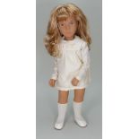 Sasha Trendon Ltd honey blonde girl doll in silk dress, English 1981-84,