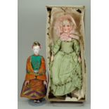 Boudoir composition doll in original box, circa 1930,