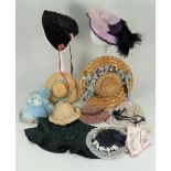 Nine dolls bonnets,