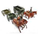 Britains horsedrawn vehicles converted and repainted to steel helmets, sets 1331 GS Limbered Wagon