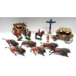 David Hawkins Collection Elastolin 70mm scale plastic Wild West Stage Coaches