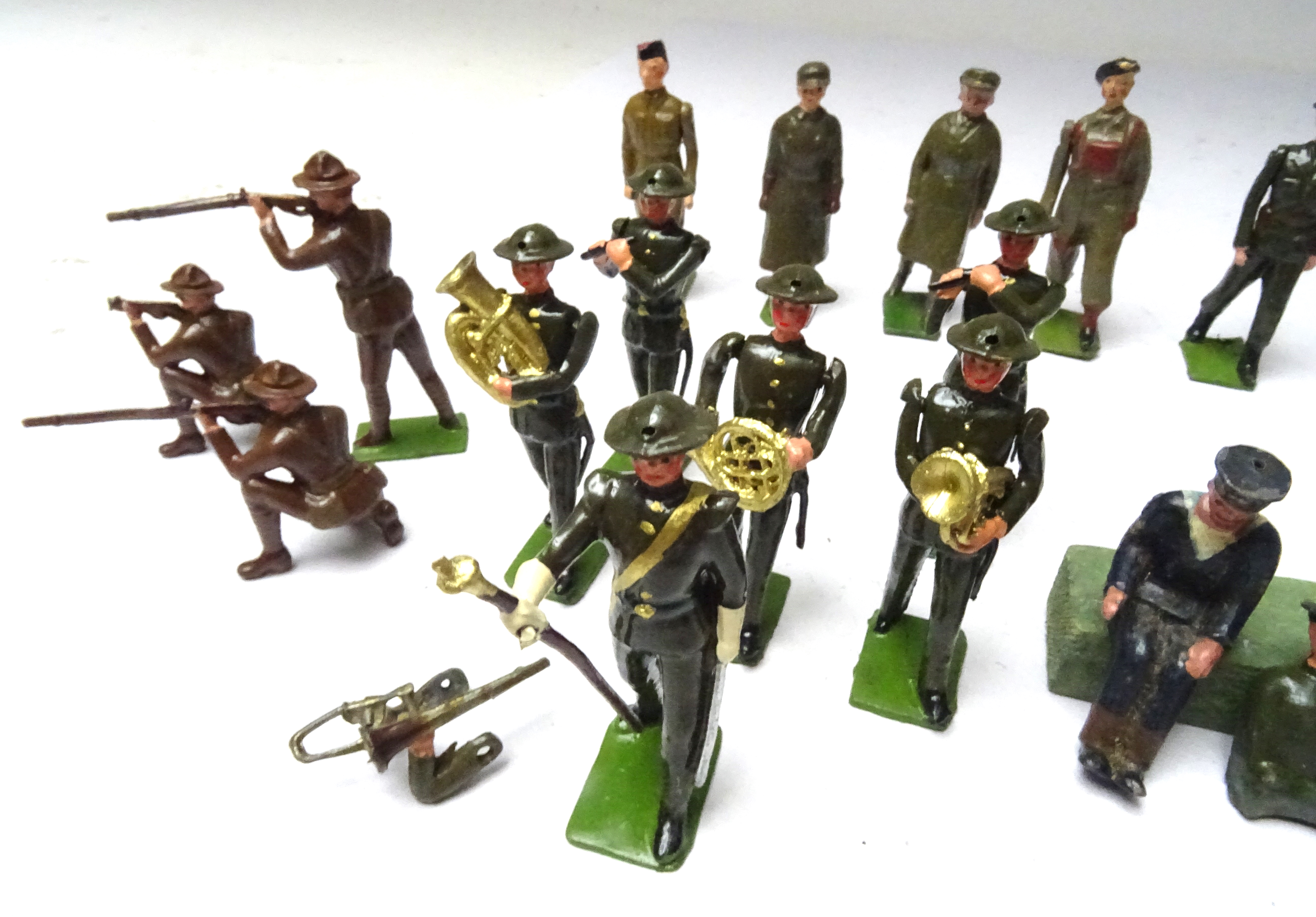 Britains mostly World War II, six Musicians in steel helmets - Image 7 of 8
