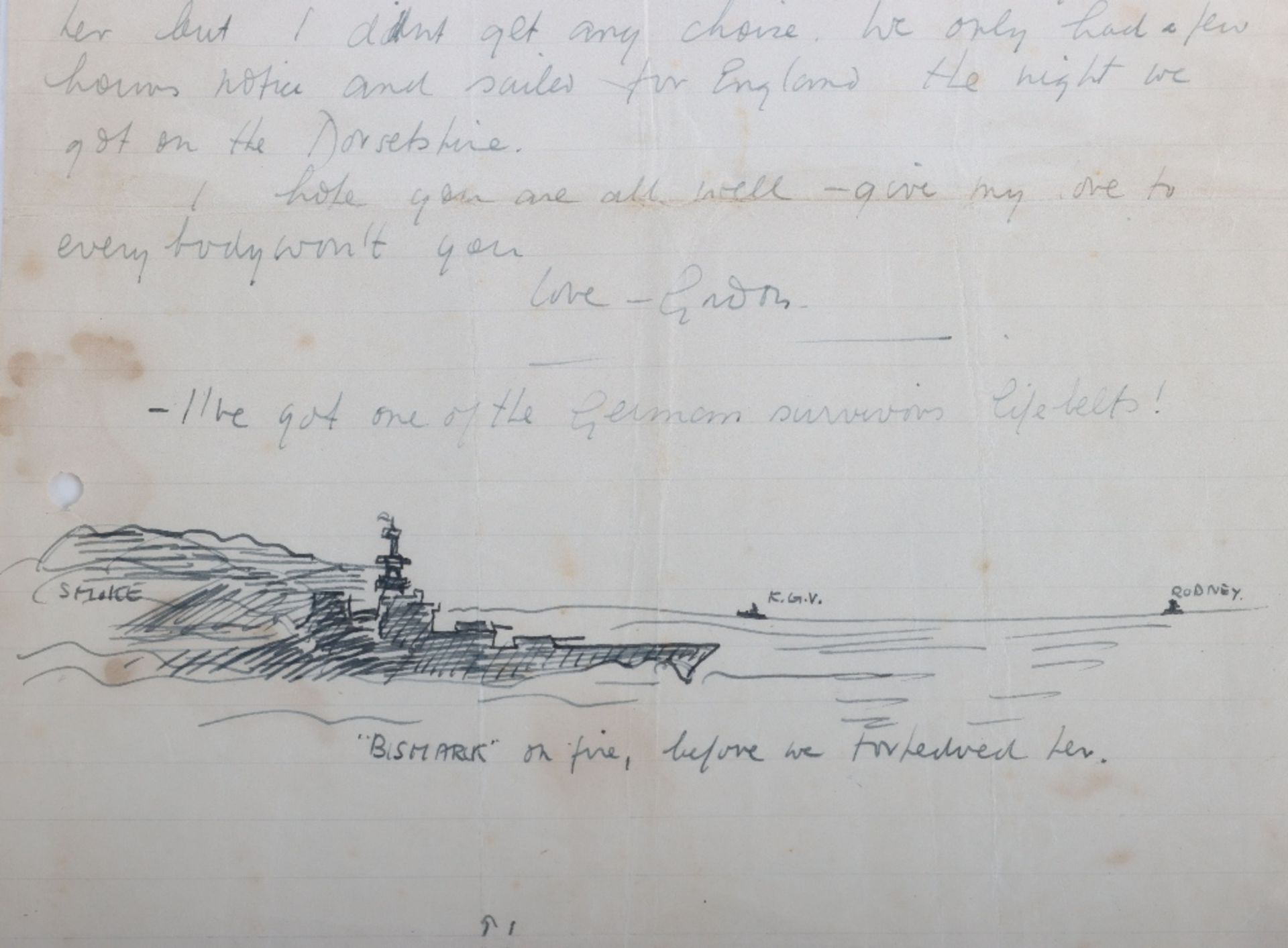 Historically Important and Very Interesting Archive With Fascinating Bismarck Sinking Content - Image 2 of 36