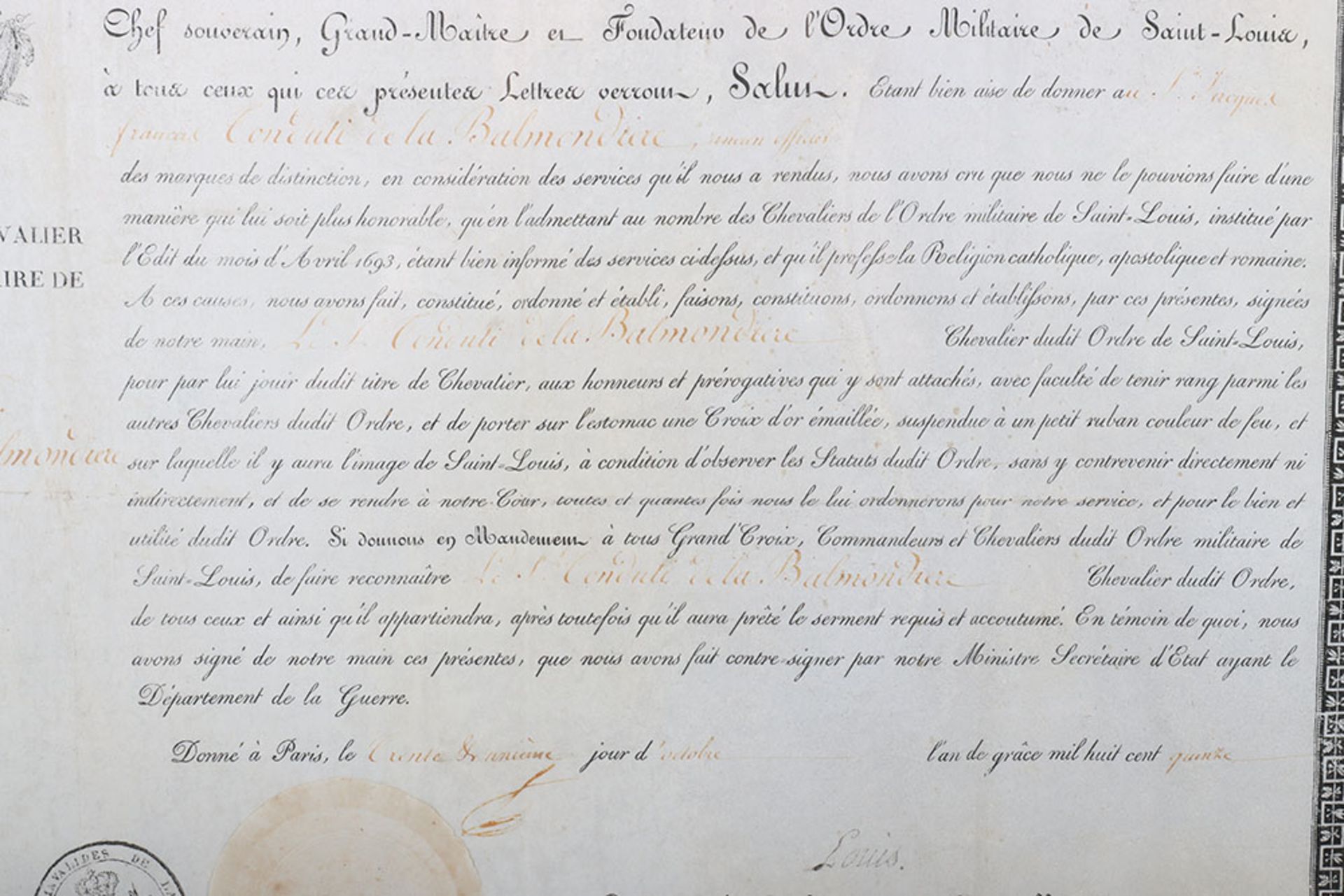 French Military Award Lettres de Chevalier, circa 1860 - Bild 5 aus 7