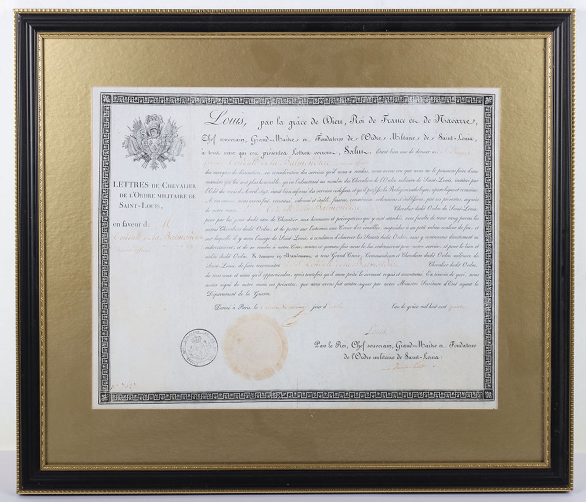 French Military Award Lettres de Chevalier, circa 1860