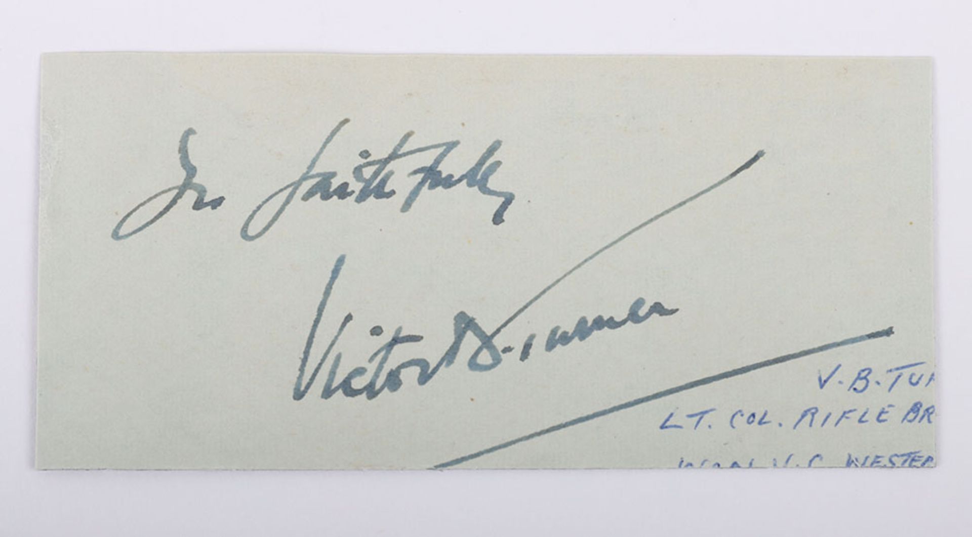 Victoria Cross World War II Signatures on paper, card and on copied citation - Image 5 of 10