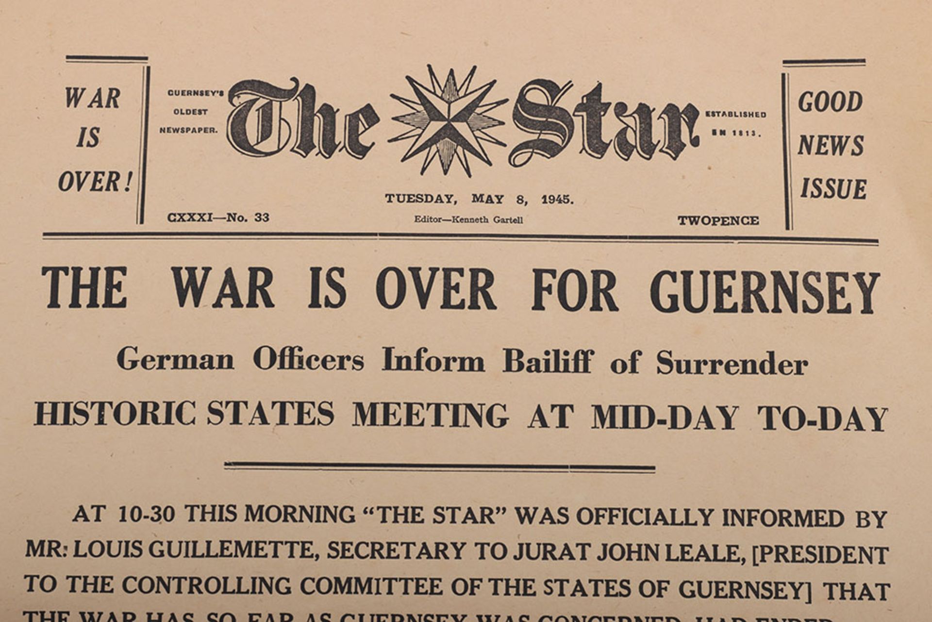 The War is Over For Guernsey Historic single sheet newspaper, the Star - Bild 2 aus 5