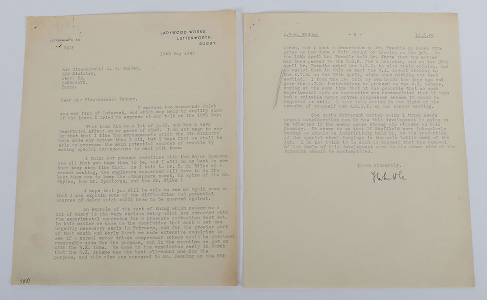 Frank Whittle, Highly important documents relating directly to the development and testing of the tu - Bild 2 aus 7