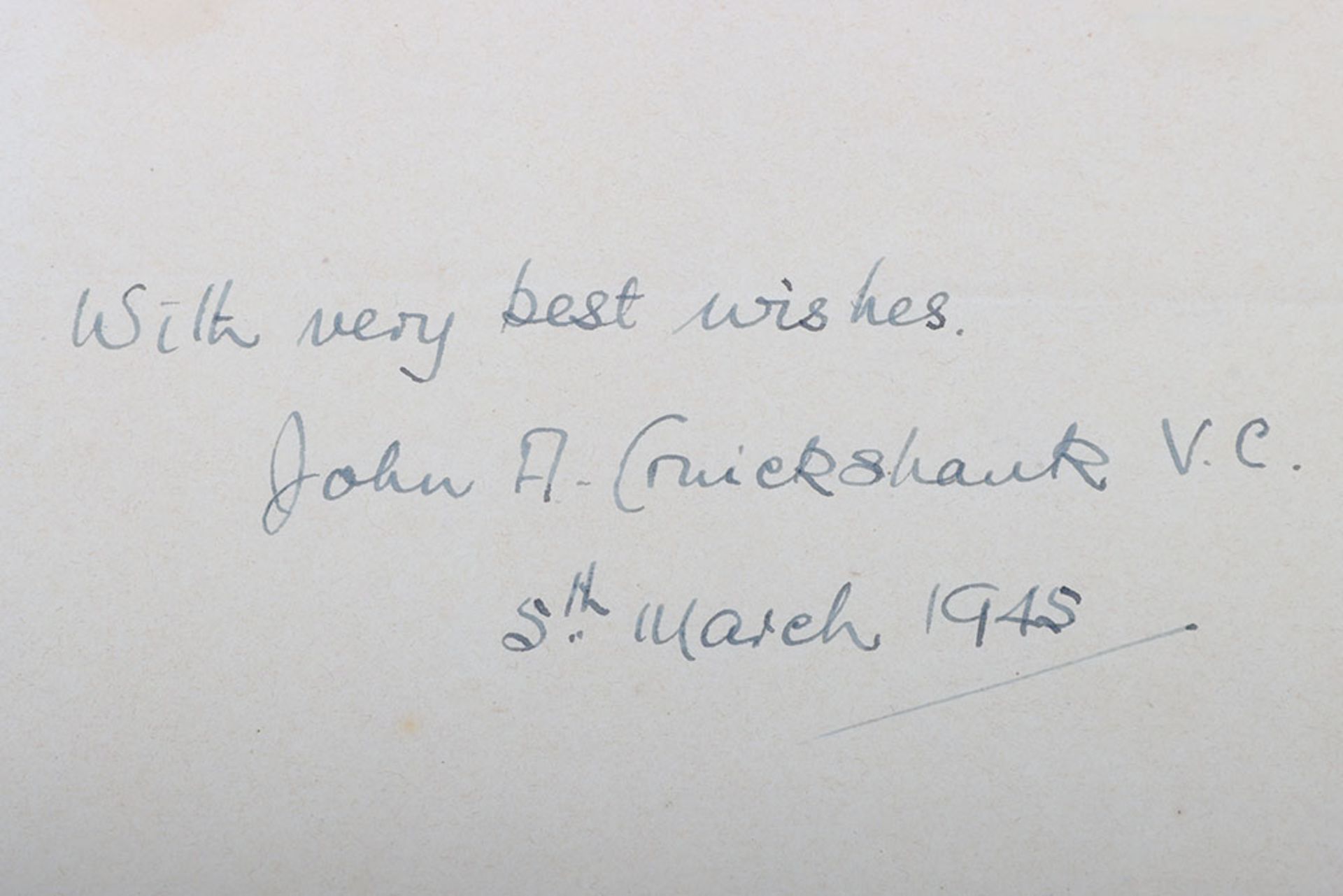 Victoria Cross World War II Signatures on paper, card and on copied citation - Image 7 of 10
