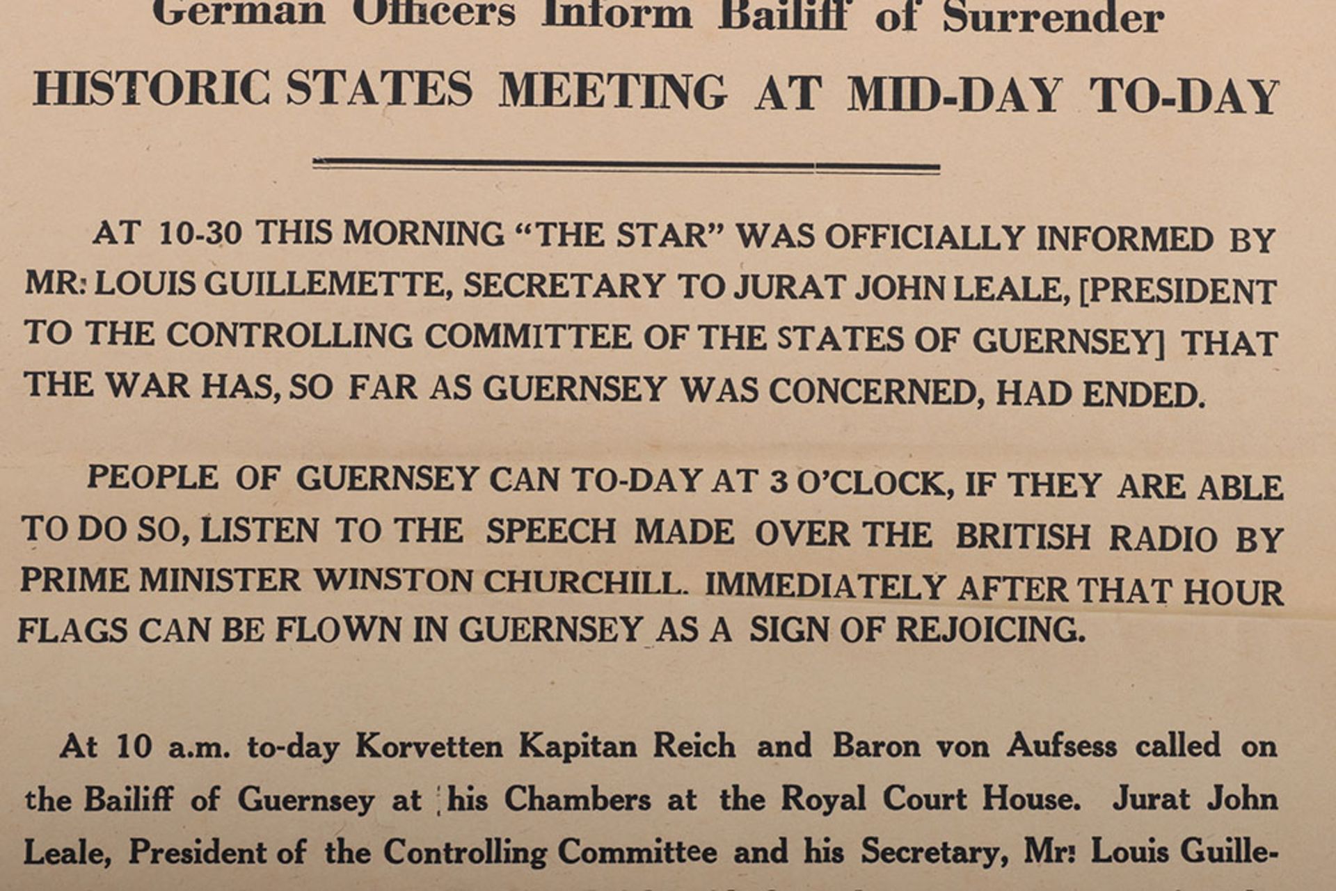 The War is Over For Guernsey Historic single sheet newspaper, the Star - Image 3 of 5