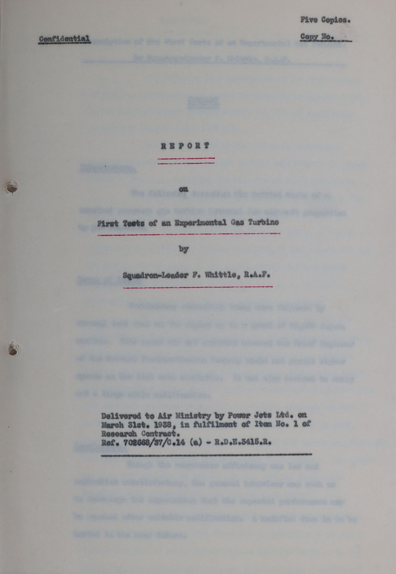 Frank Whittle, Highly important documents relating directly to the development and testing of the tu - Bild 5 aus 7