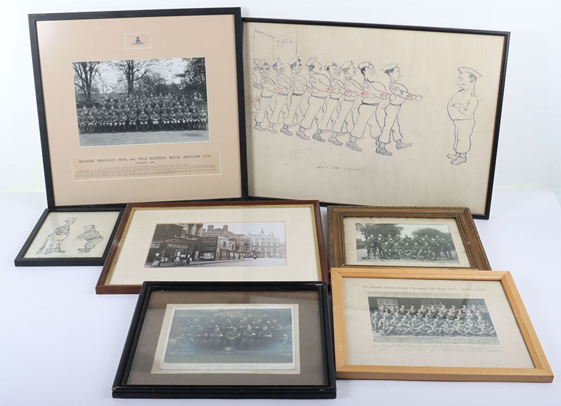 Quantity of Home Guard framed photographs, sketches