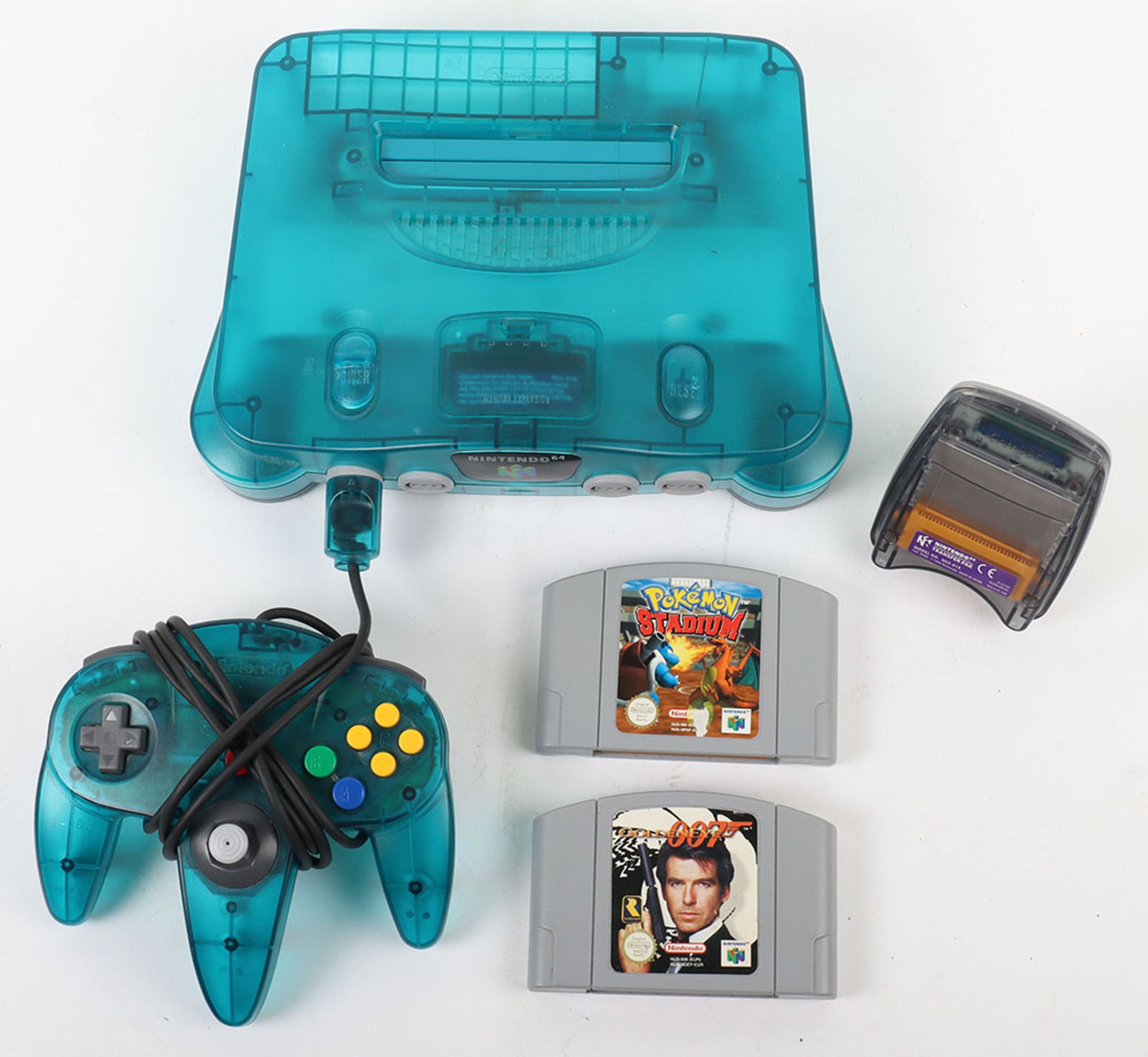 Nintendo 64 N64 Ice blue/ ocean blue console and controller with games