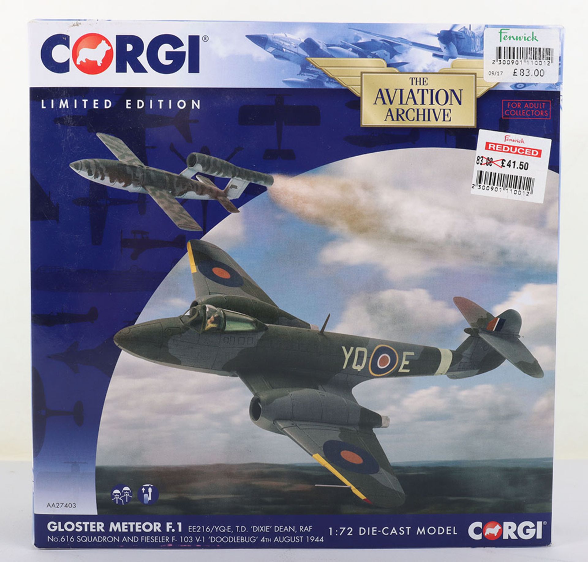 Corgi “The Aviation Archive” AA27403 Gloster Mereor boxed models