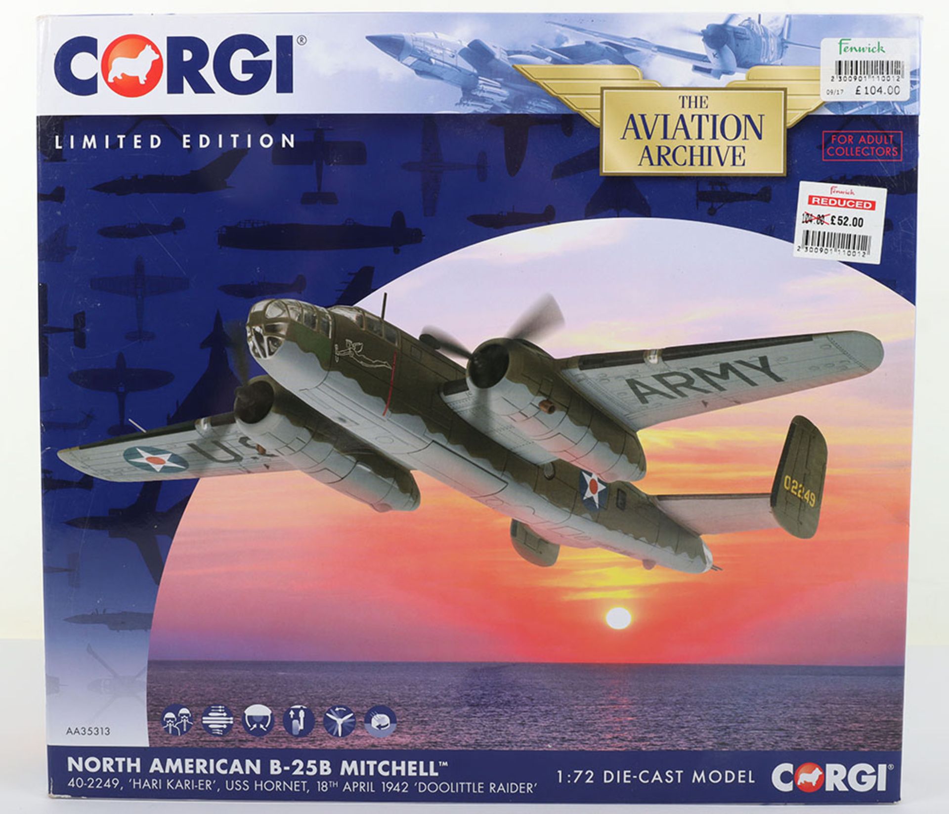 Corgi “The Aviation Archive” AA35313 North American B-25B Mitchell boxed model