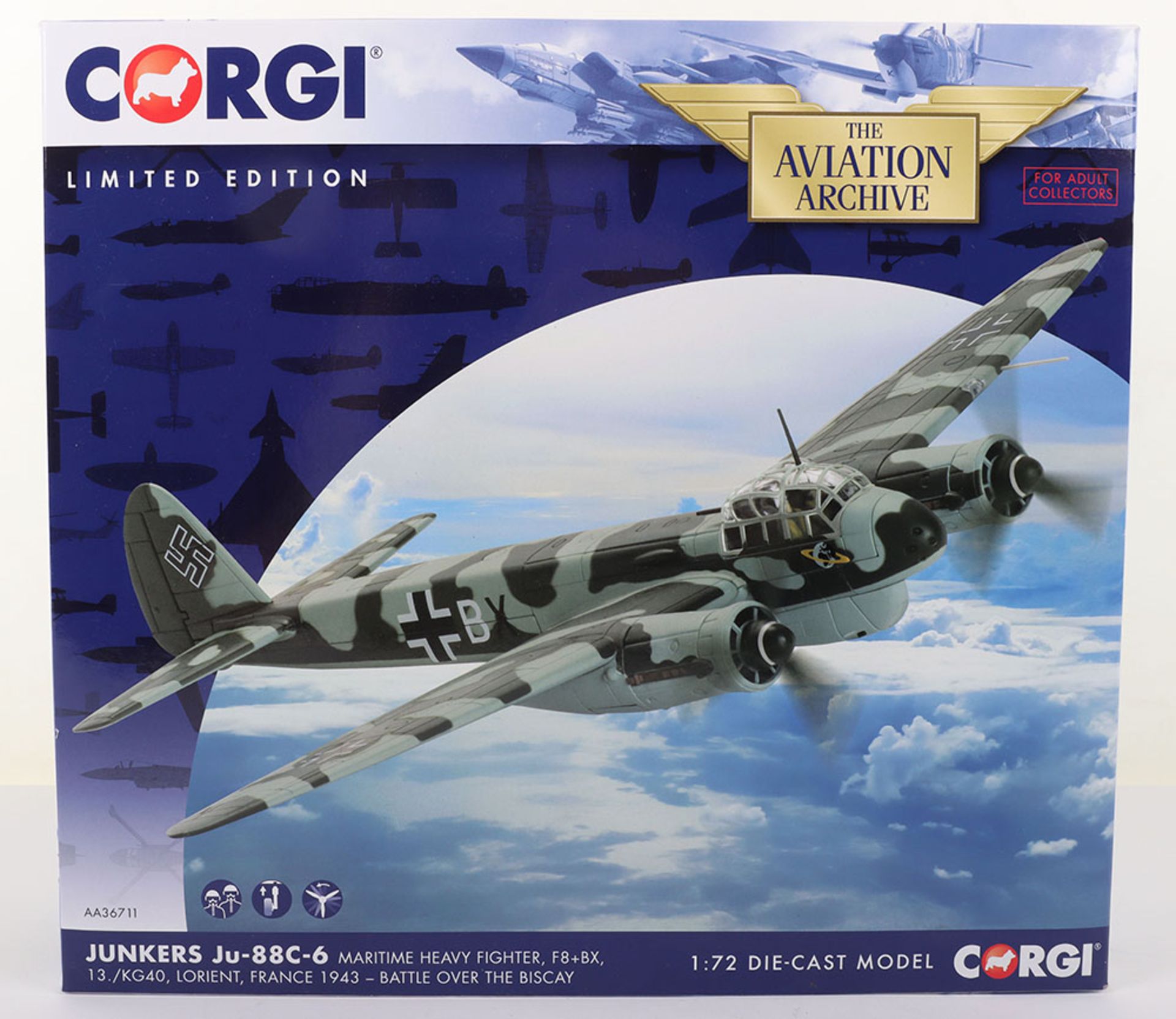 Corgi “The Aviation Archive” AA36711 Junkers Ju-88c-6 boxed model