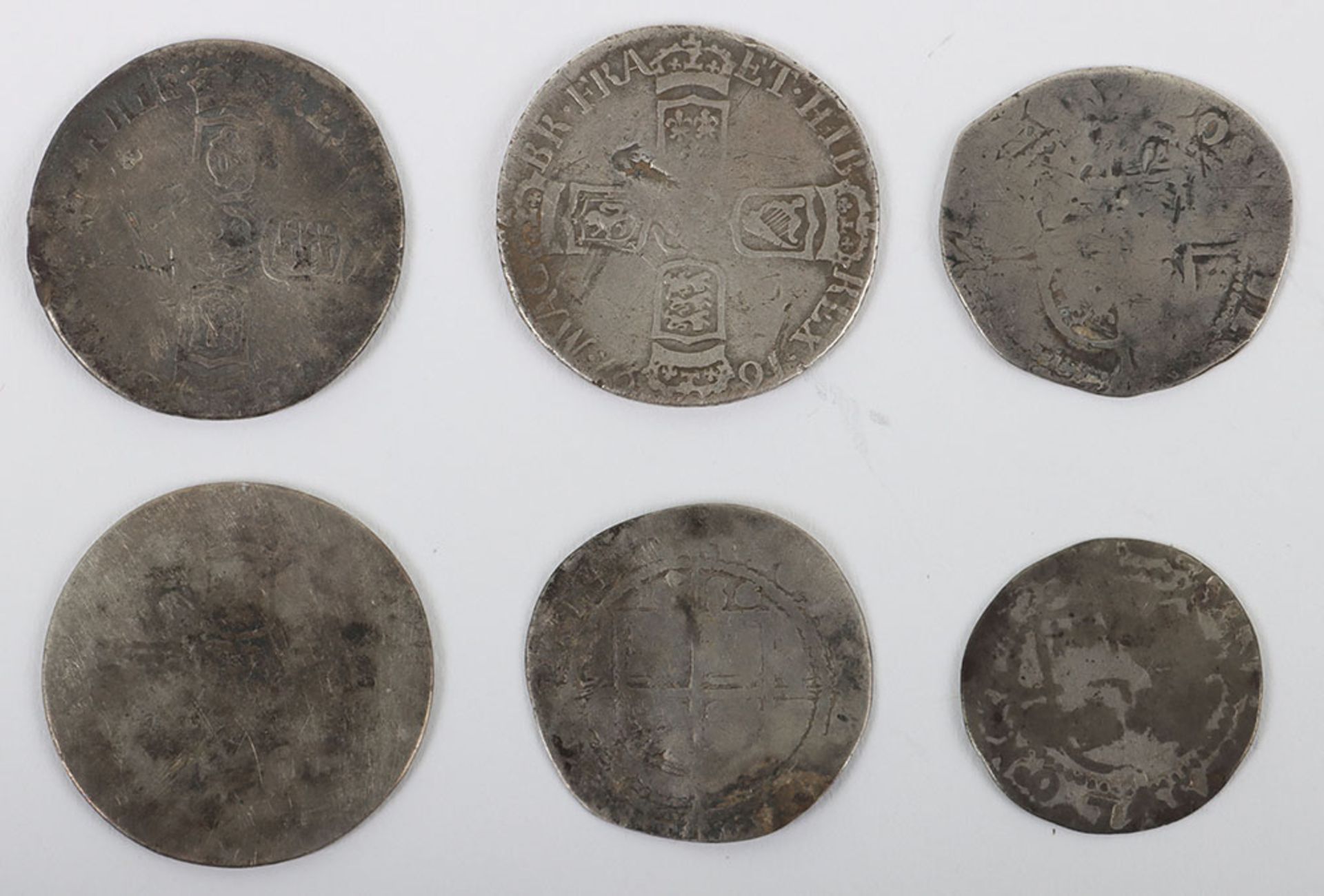 Two Elizabeth I sixpences and a groat with three William III sixpences - Bild 2 aus 2