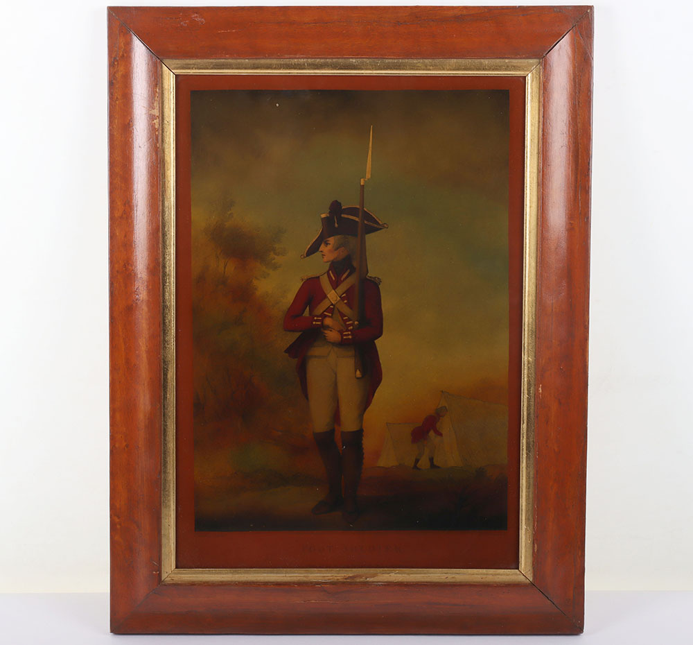 Framed Reverse Print on Glass of a Georgian Period British Foot Soldier