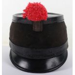 Swiss Shako: Black felt covered shako with leather top and peak