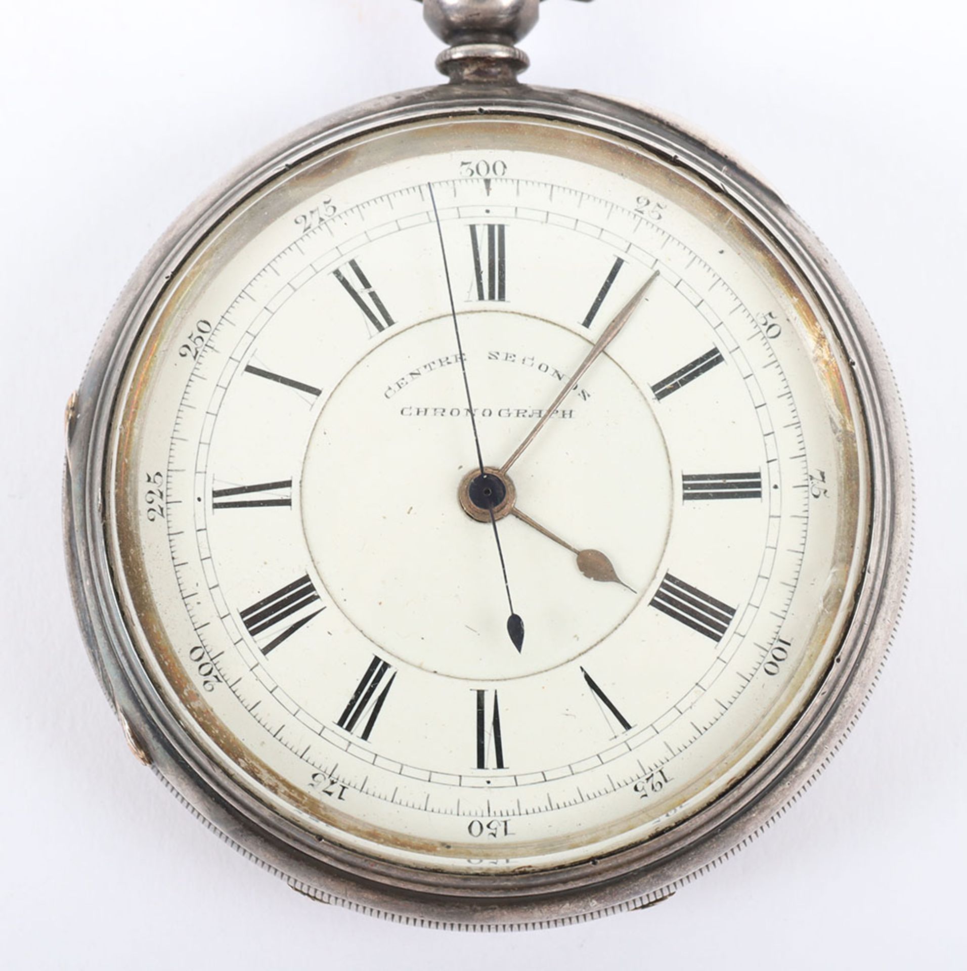 Silver centre seconds chronograph lever pocket watch - Bild 2 aus 10