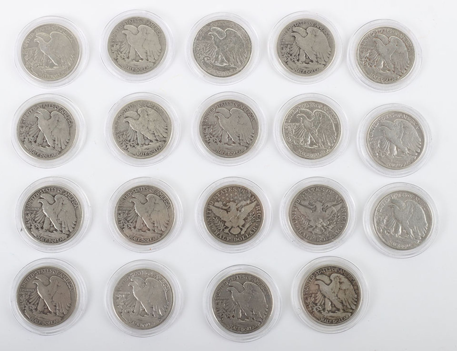 Selection of USA Half Dollars, 1907S, 1908D, 1928S, 1929D, 1933S, 1934D, 1935, 1936D, 1937, 1938, 19 - Bild 3 aus 4